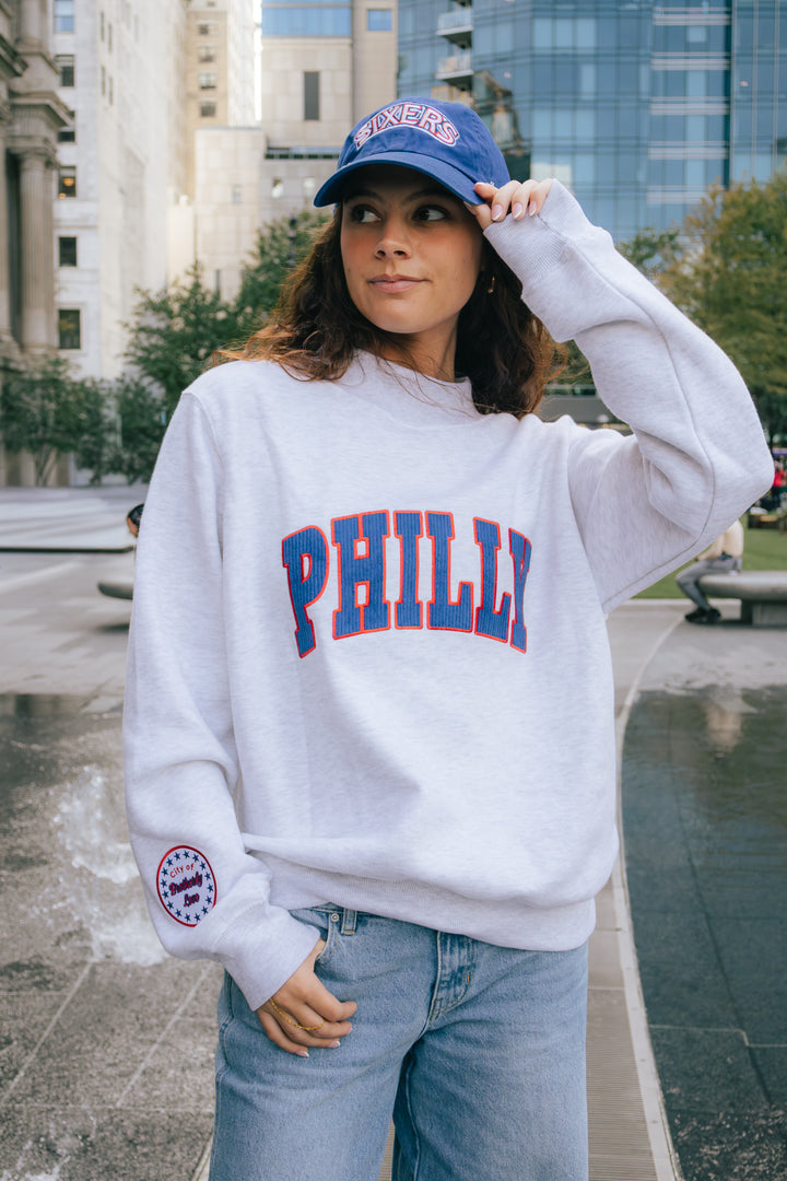 Philly Basketball Corded Patch Mock Neck Sweatshirt