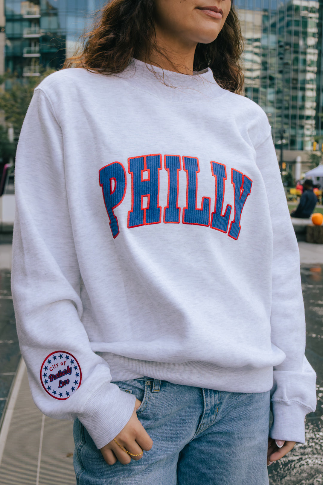Philly Basketball Corded Patch Mock Neck Sweatshirt