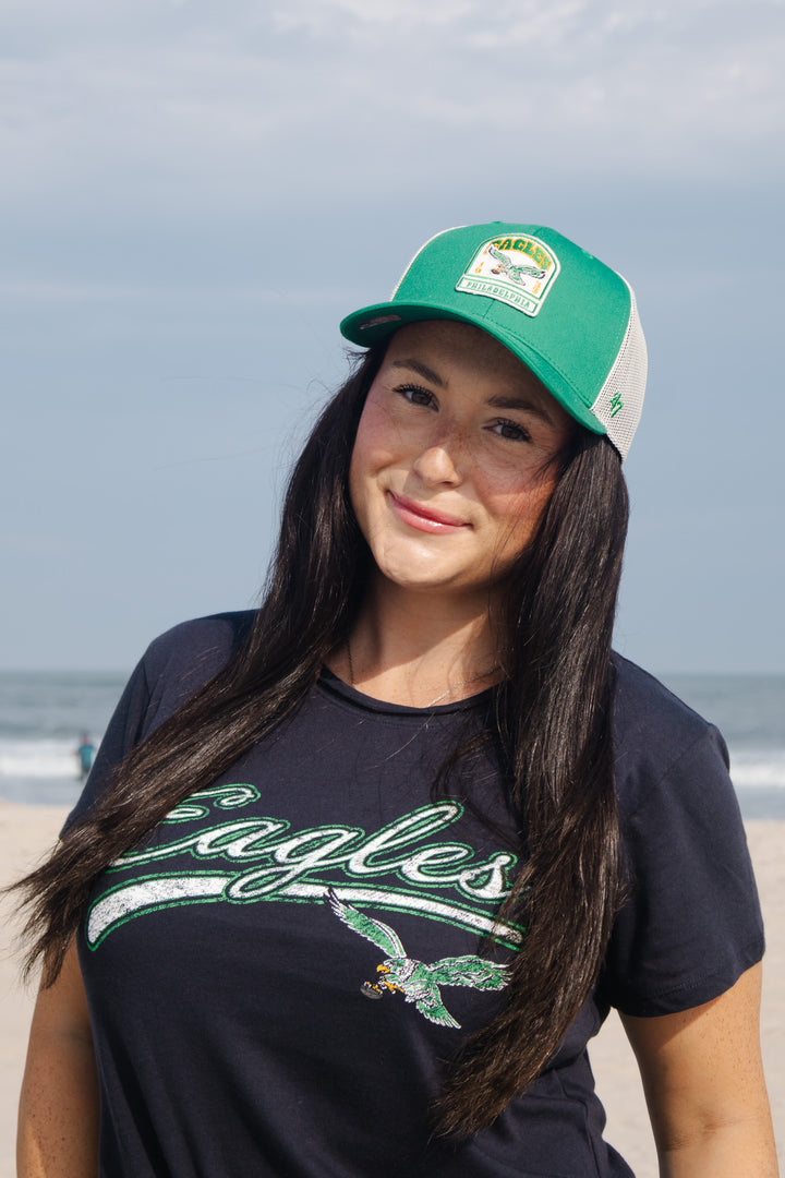 Philadelphia Eagles Historic Kelly Headstone Strap Trucker Adjustable Hat