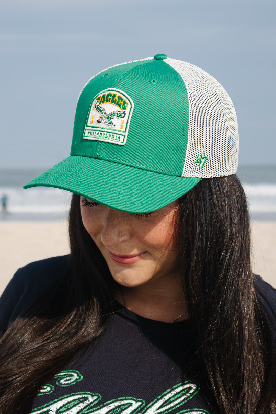 Philadelphia Eagles Historic Kelly Headstone Strap Trucker Adjustable Hat