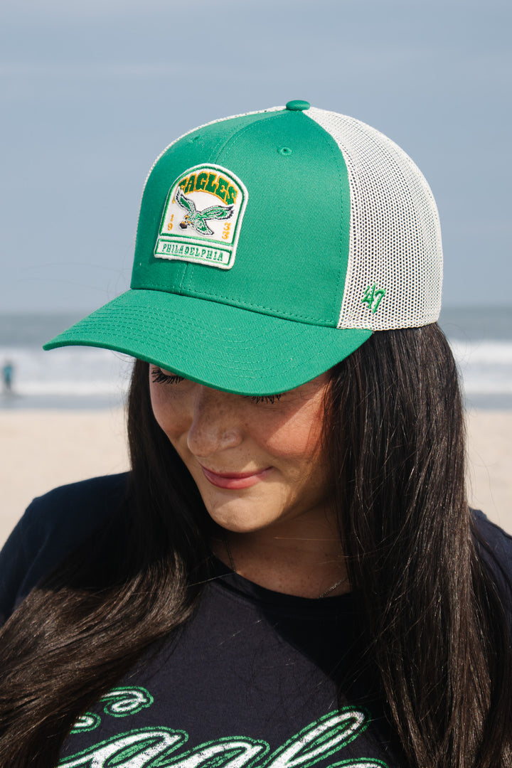 Philadelphia Eagles Historic Kelly Headstone Strap Trucker Adjustable Hat