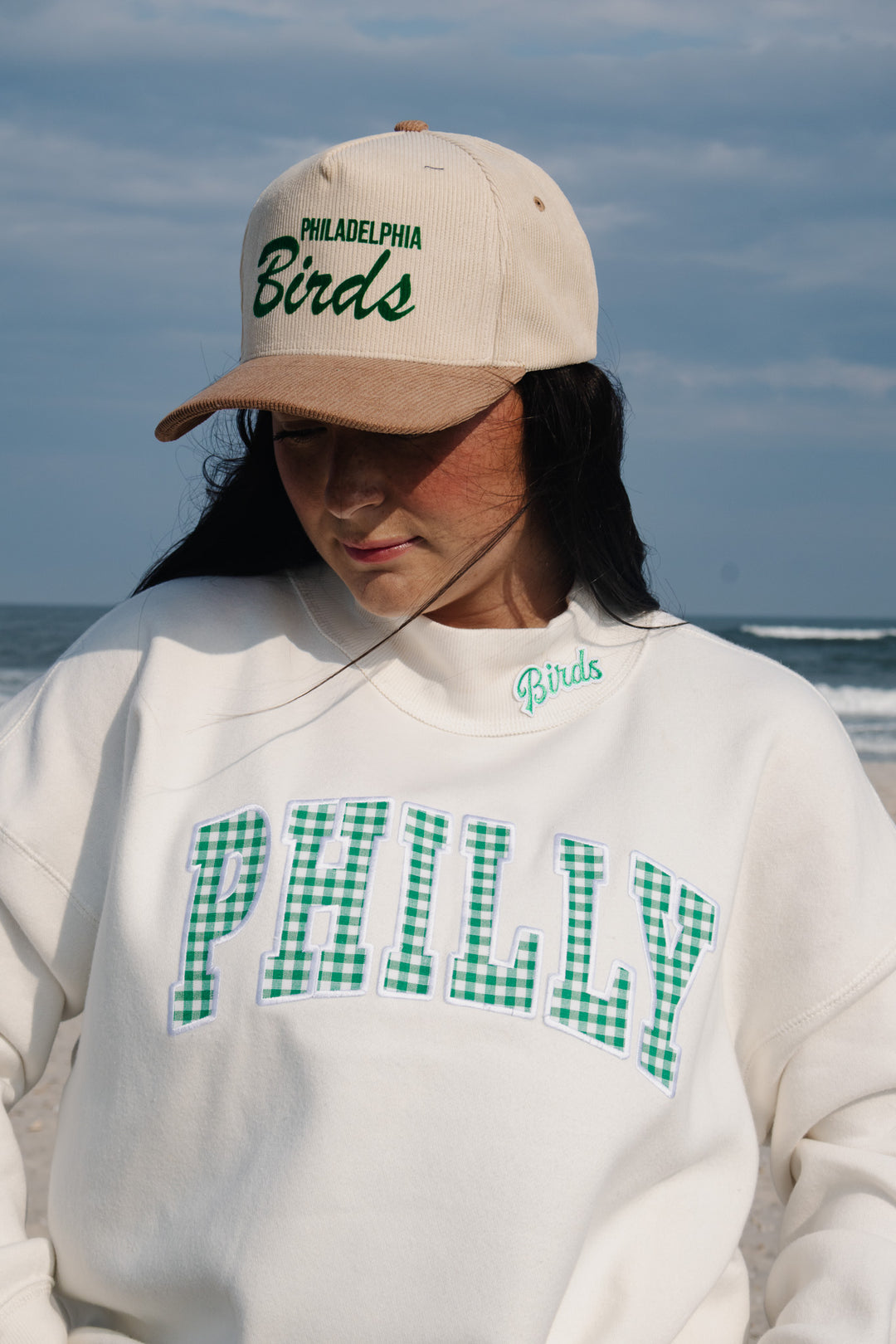 Women Philly Tan Corduroy Birds Hat