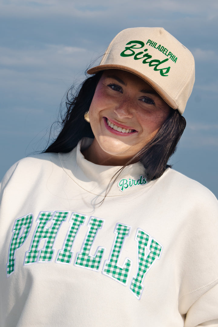 Women Philly Tan Corduroy Birds Hat