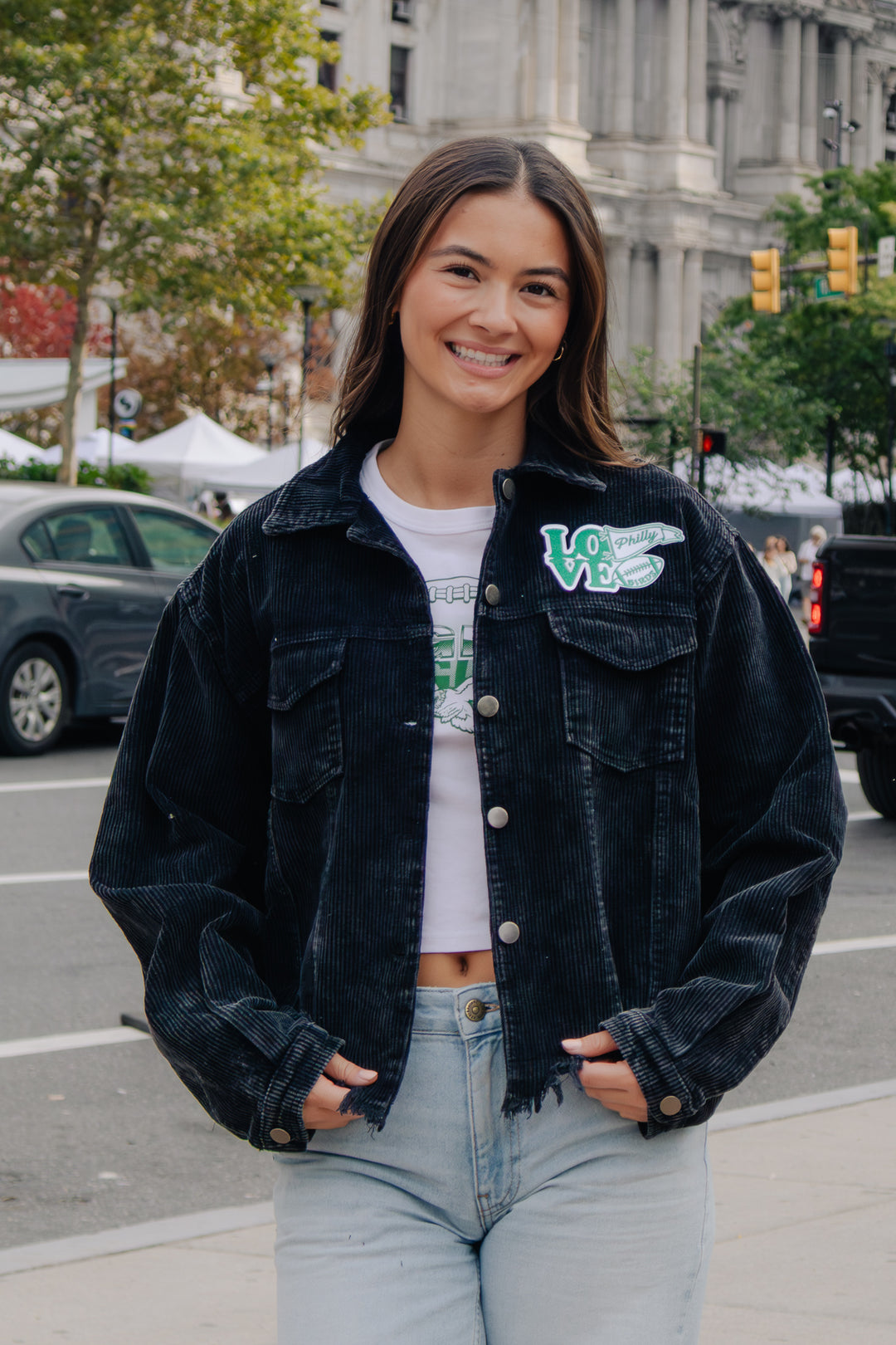 Philly Football Birds Black Corduroy Jacket