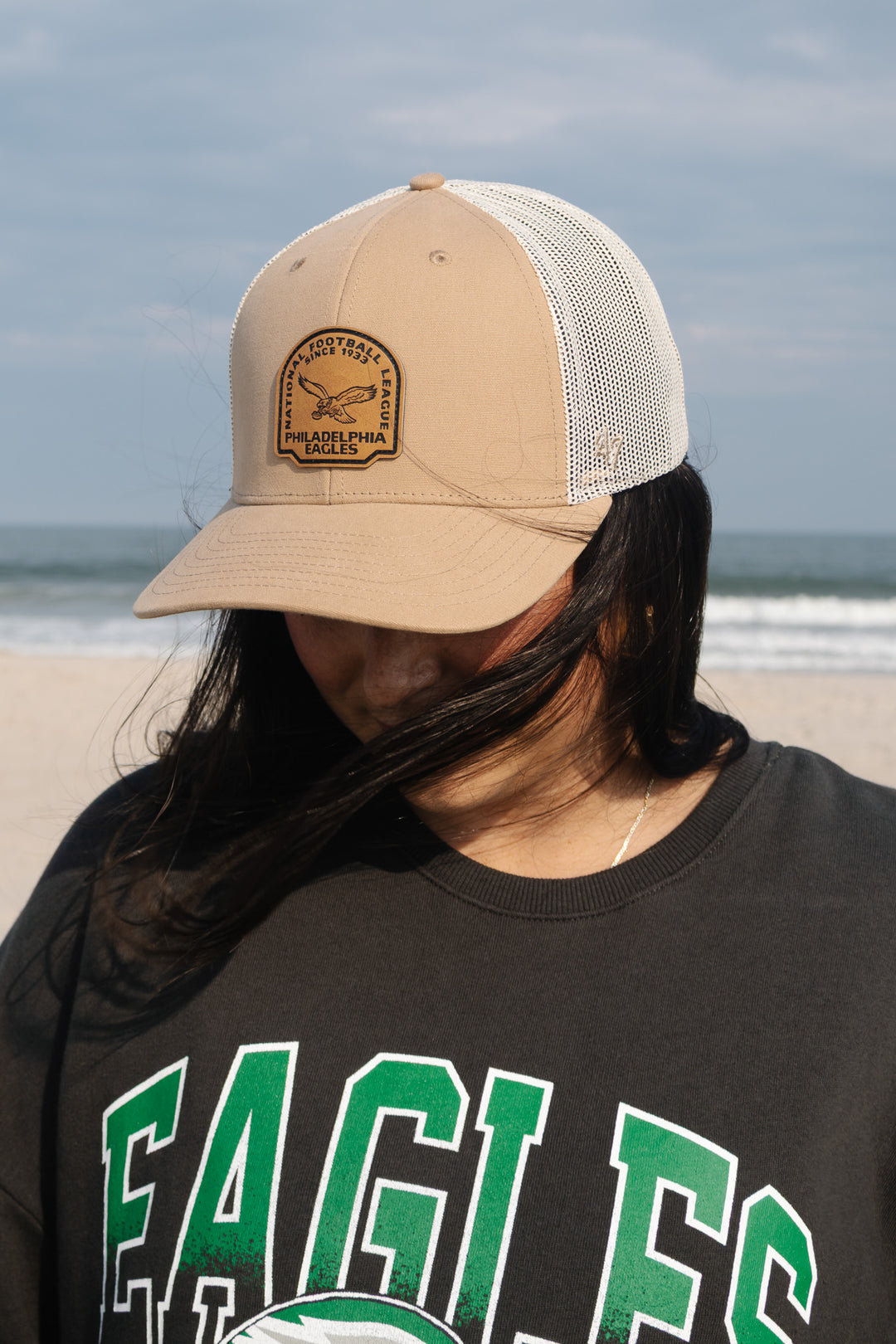Philadelphia Eagles Historic Khaki Bonehide Strap Trucker  Adjustable Hat