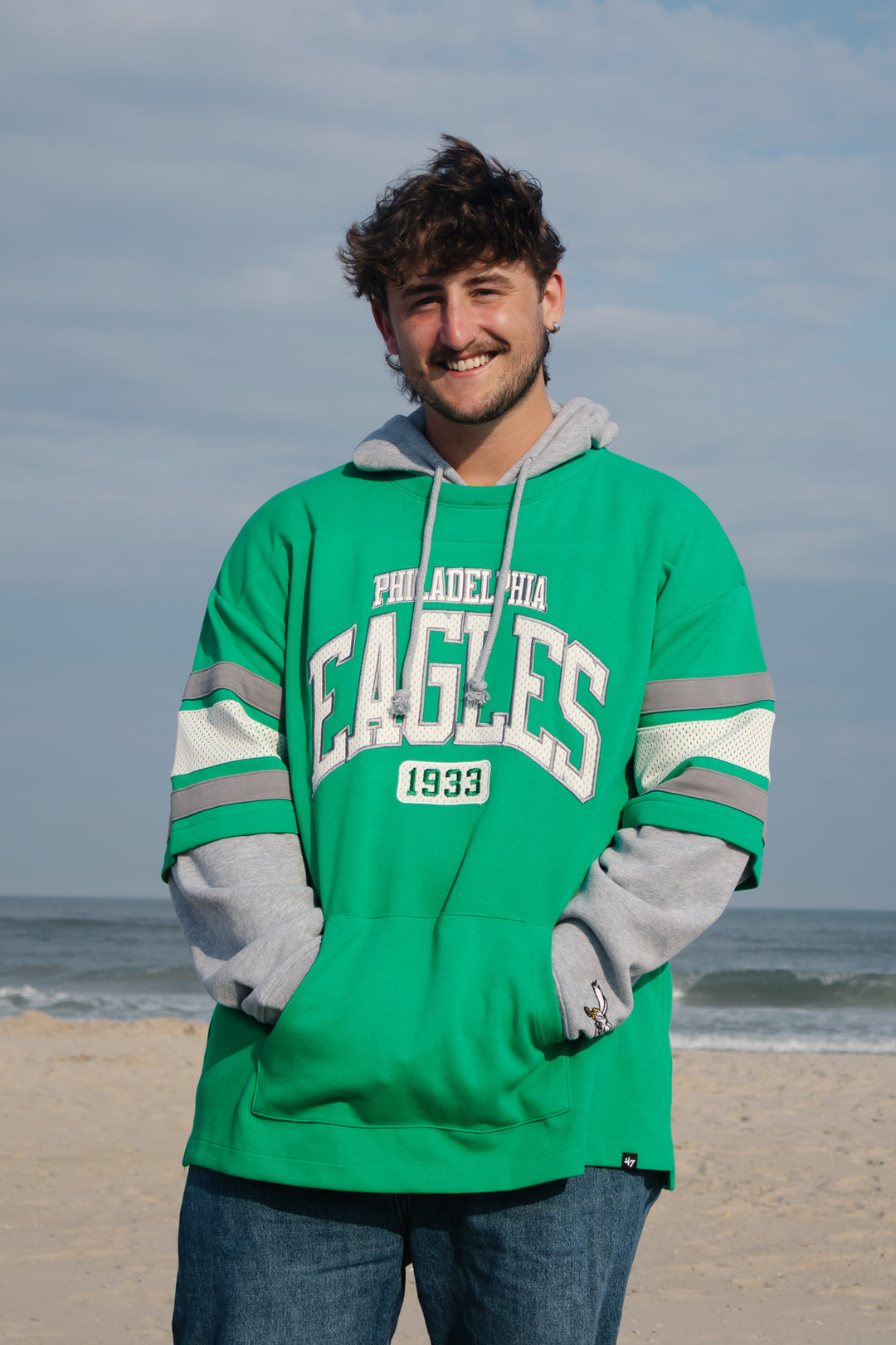 Philadelphia Eagles Black Throwback Split Zone Cornerback Duo Hoodie