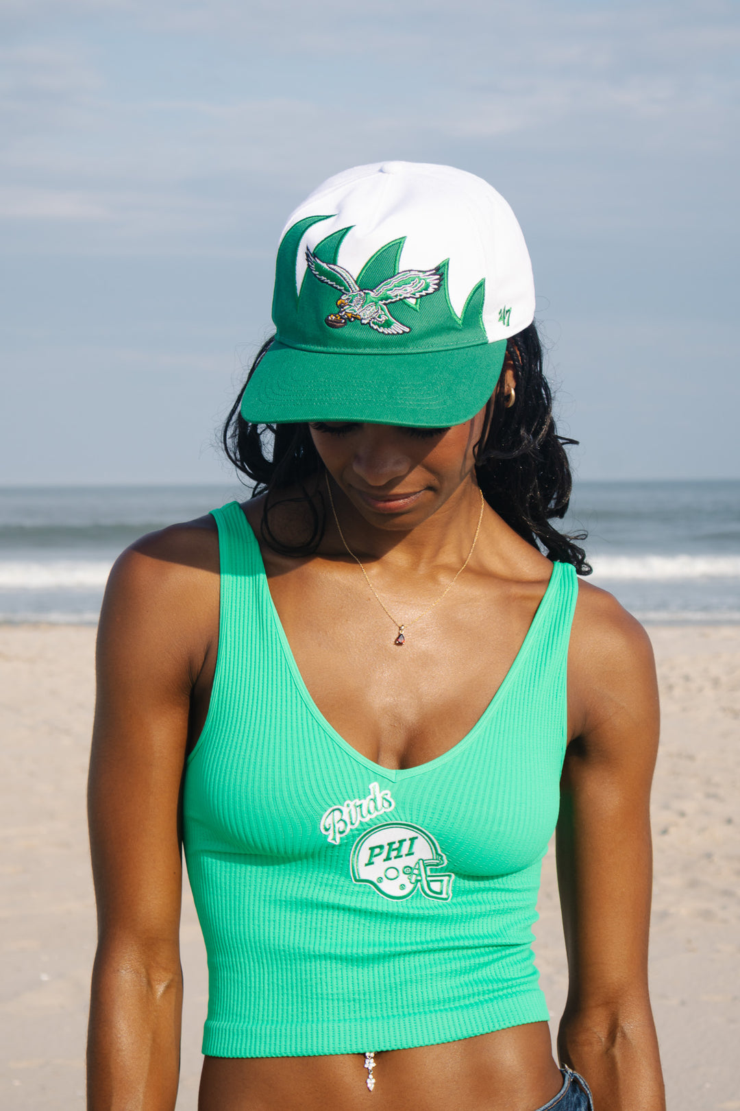 Philadelphia Eagles Historic White Jagged Hitch Adjustable Hat