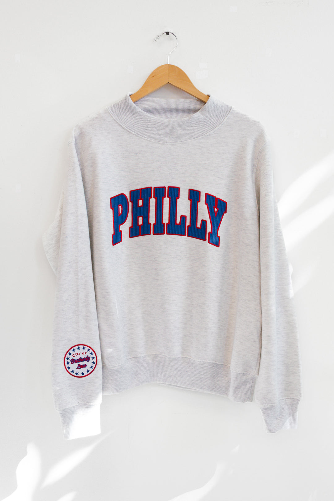 Philly Basketball Corded Patch Mock Neck Sweatshirt