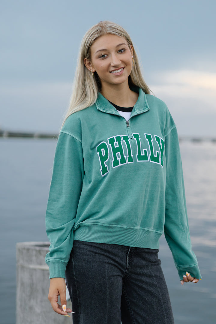 Philadelphia Football Philly Green 1/4 Zip Sweatshirt