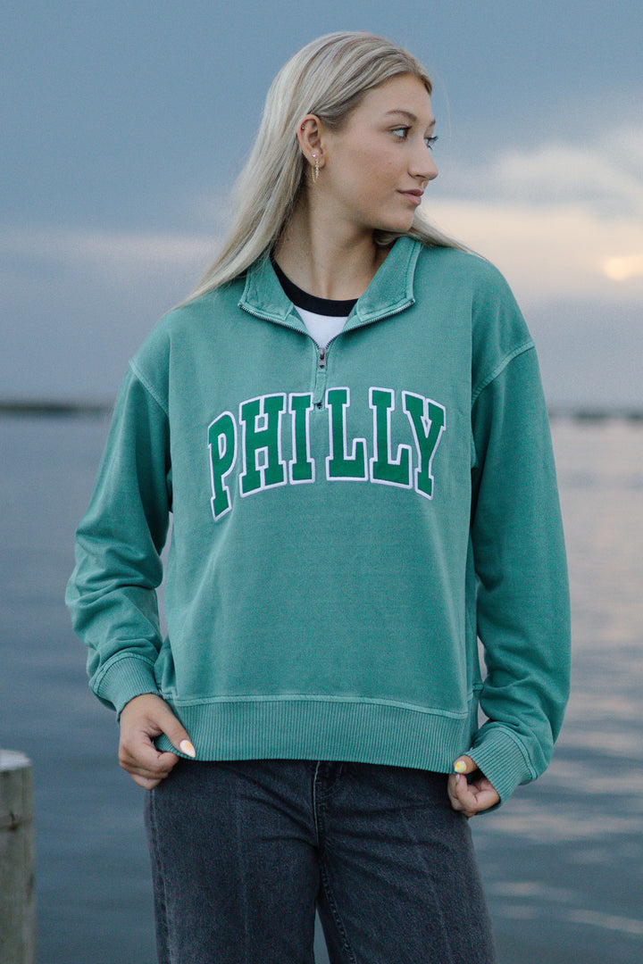 Philadelphia Football Philly Green 1/4 Zip Sweatshirt