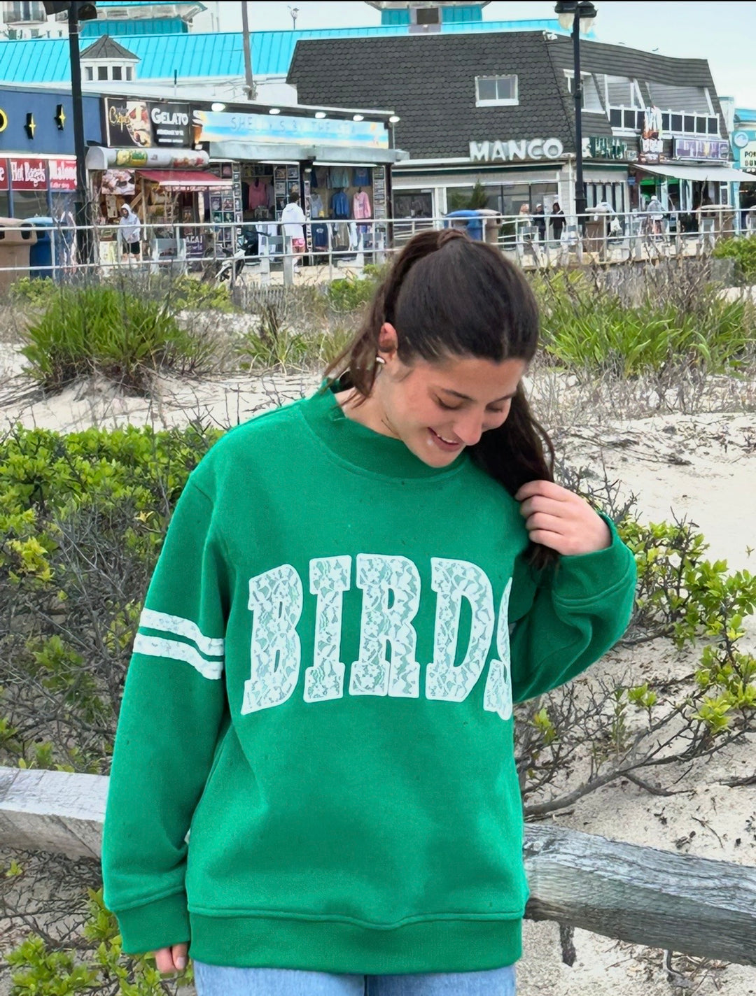 Philly Birds Kelly Lace Mock Neck