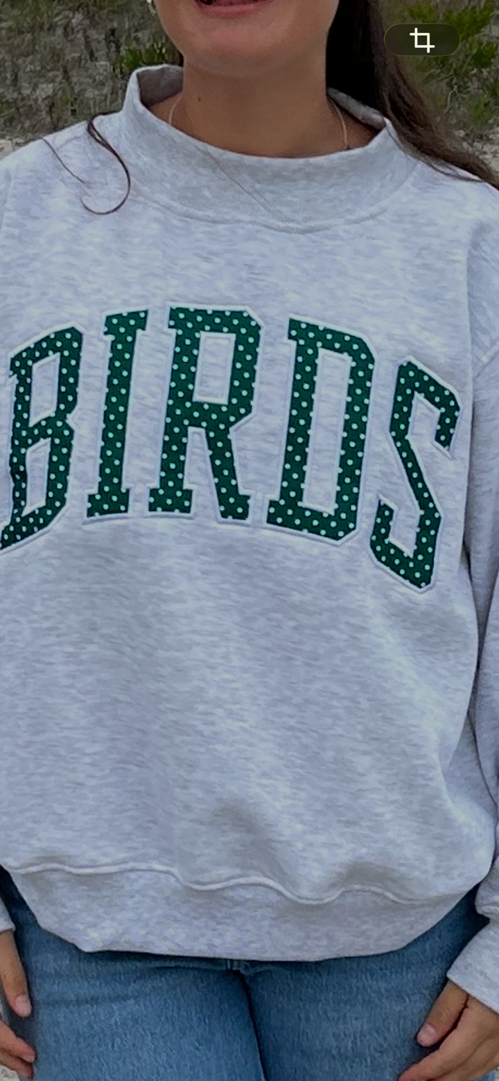 Philly Polka Dot Birds Mock Neck Sweatshirt