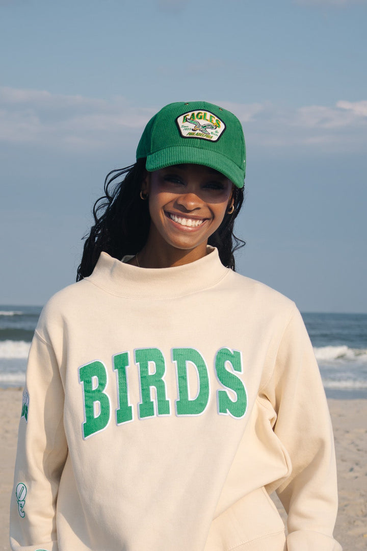 Philly Football Cream Birds Corduroy MultiPatch Mock Neck