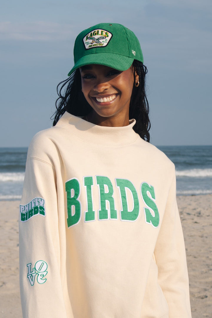 Philly Football Cream Birds Corduroy MultiPatch Mock Neck