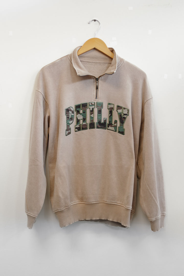 Philadelphia Football Camo Philly Mocha 1/4 Zip Sweatshirt