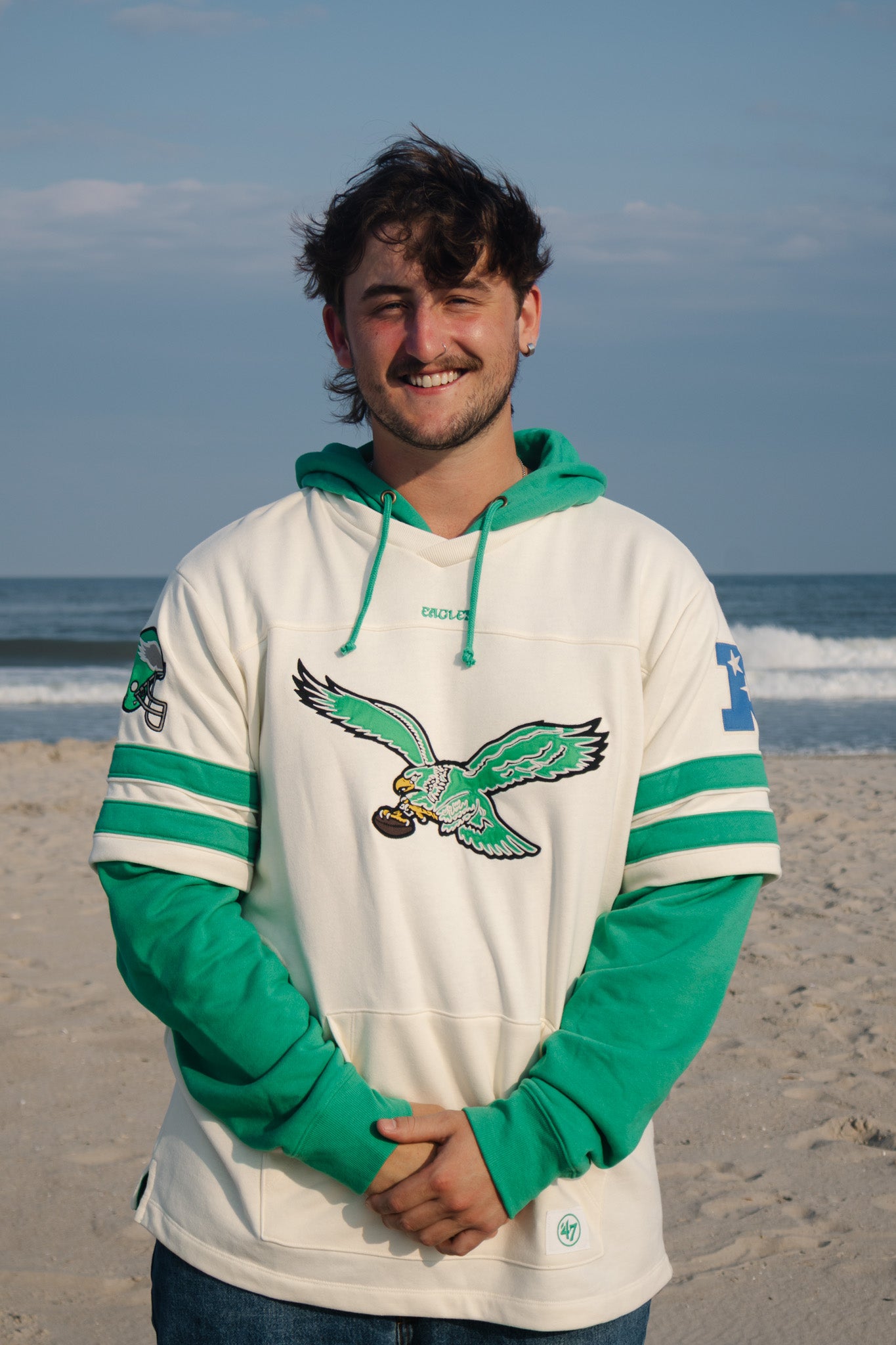 Philadelphia Eagles Embroidered Hoodie Jacket | Mitchell & Ness
