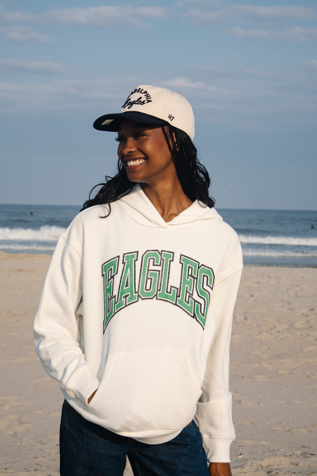 Philadelphia Eagles Natural Rope Script Hitch RF All Cap