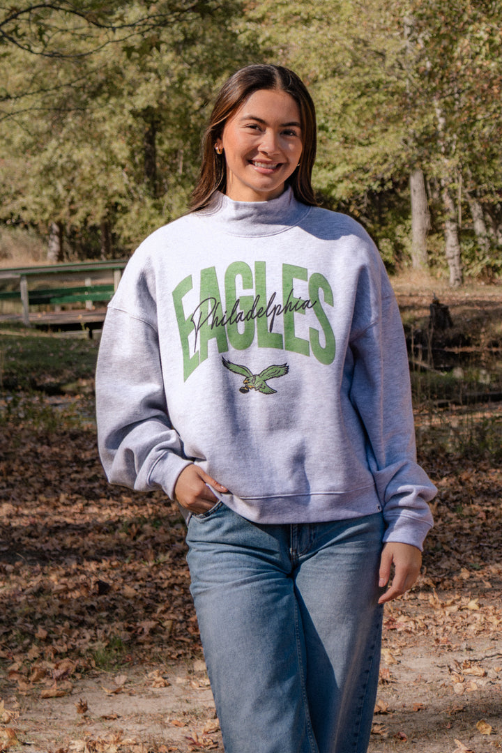 Philadelphia Eagles Relay Grey Muse Mock Neck Sweatshirt