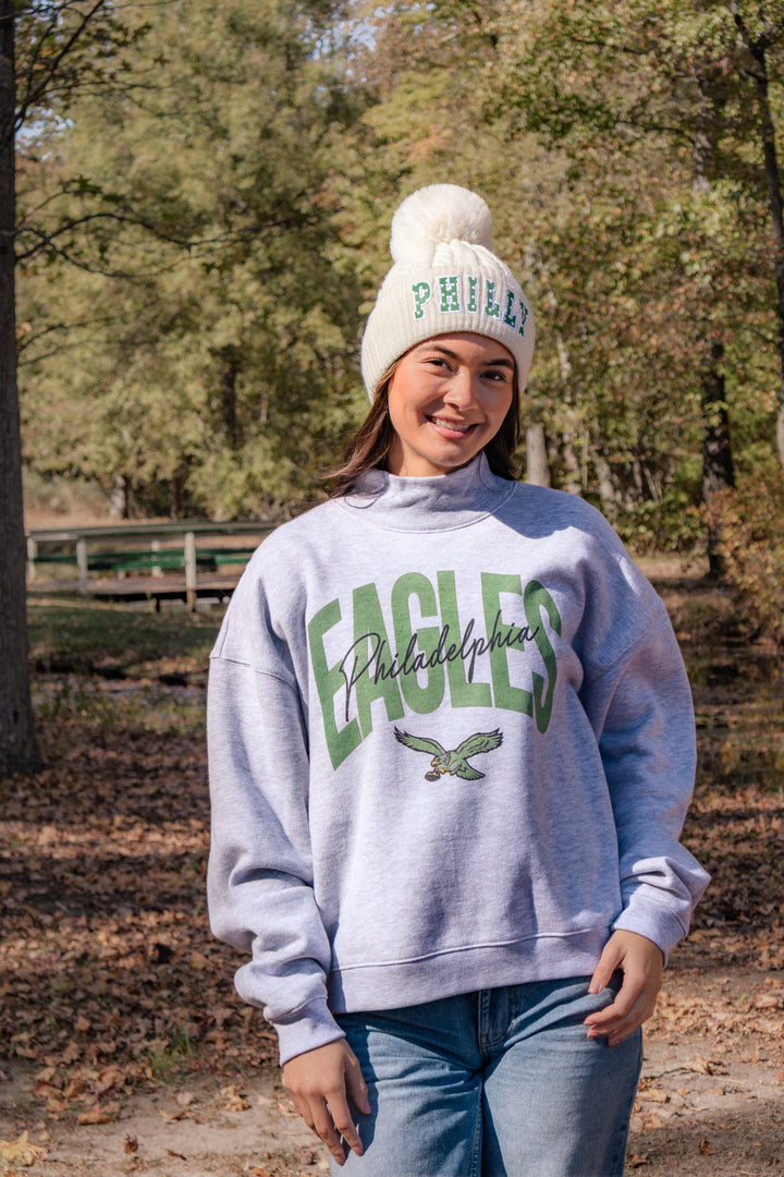 Philadelphia Eagles Relay Grey Muse Mock Neck Sweatshirt