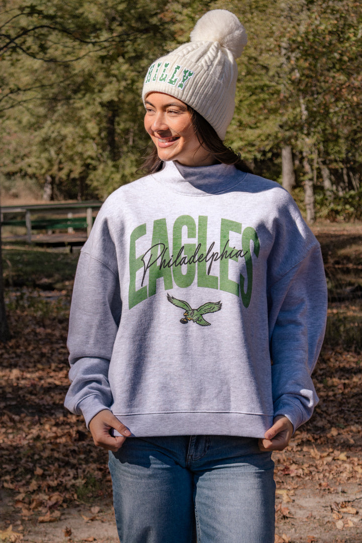 Philadelphia Eagles Relay Grey Muse Mock Neck Sweatshirt