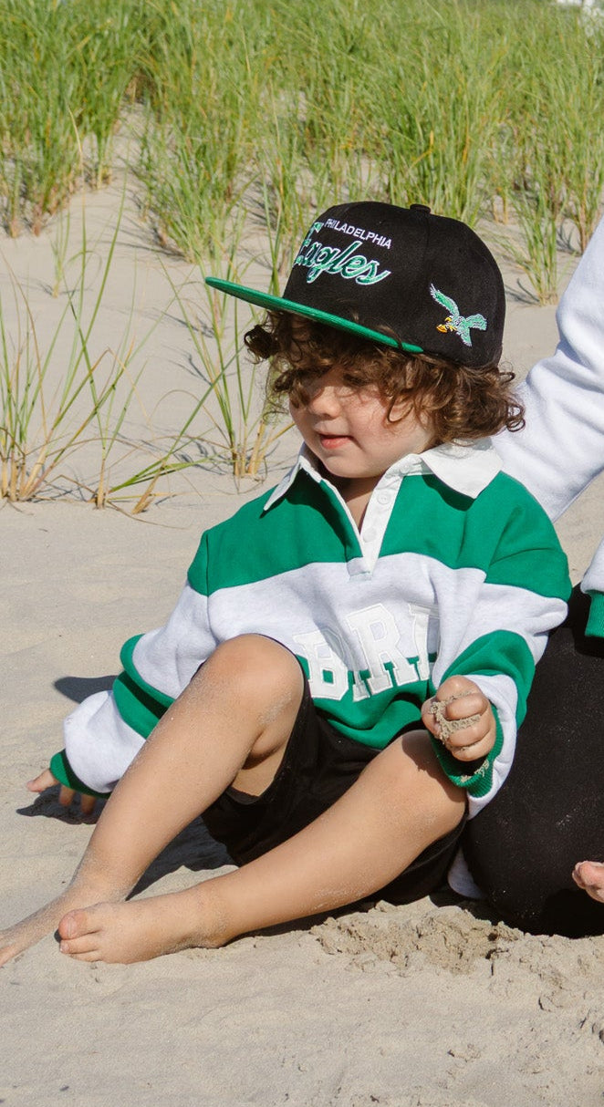 Youth Black Philadelphia Eagles Script Snapback Hat
