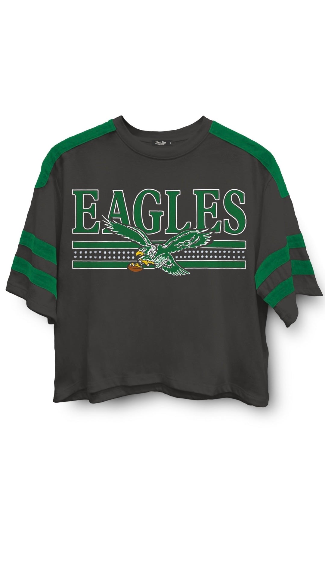 Philadelphia Eagles Bling Striped Crop Tee