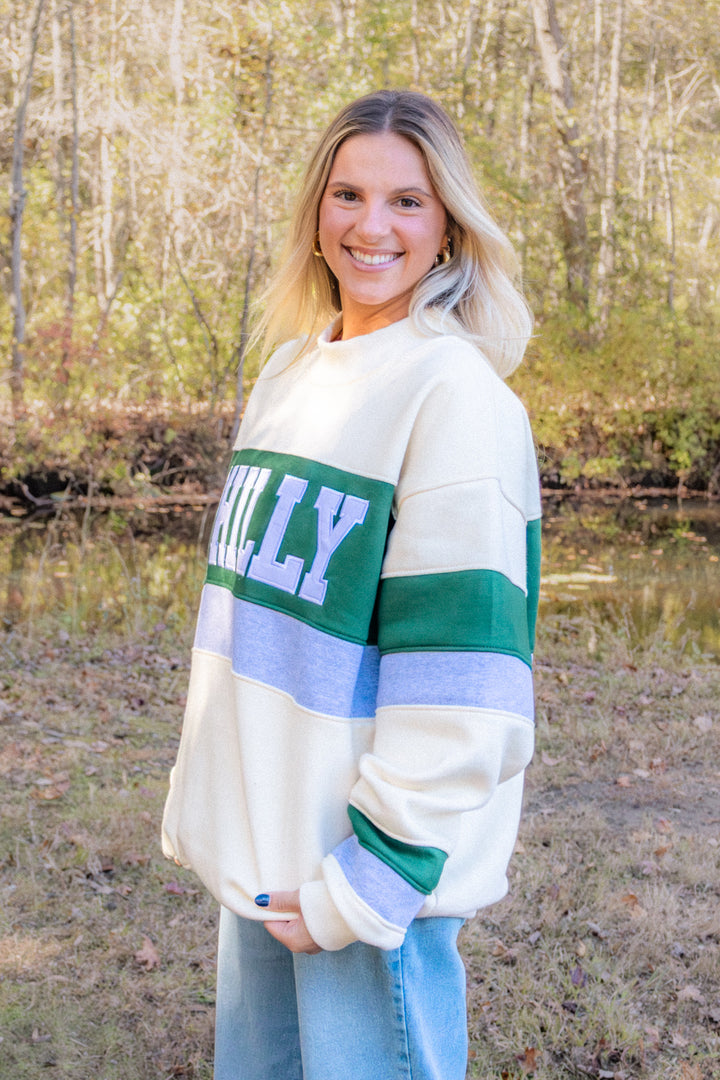 Philly Color Block Kelly Mock Neck Sweatshirt