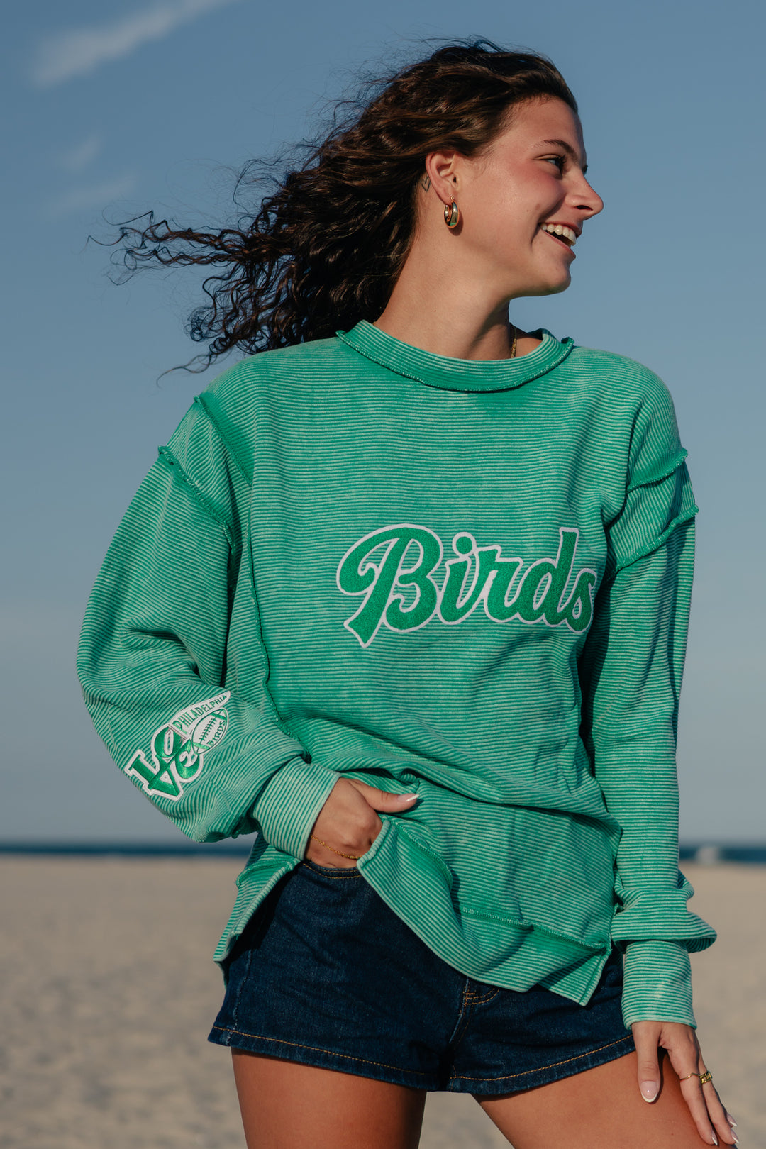 Philadelphia Football Chenille Birds Ribbed Sweatshirt