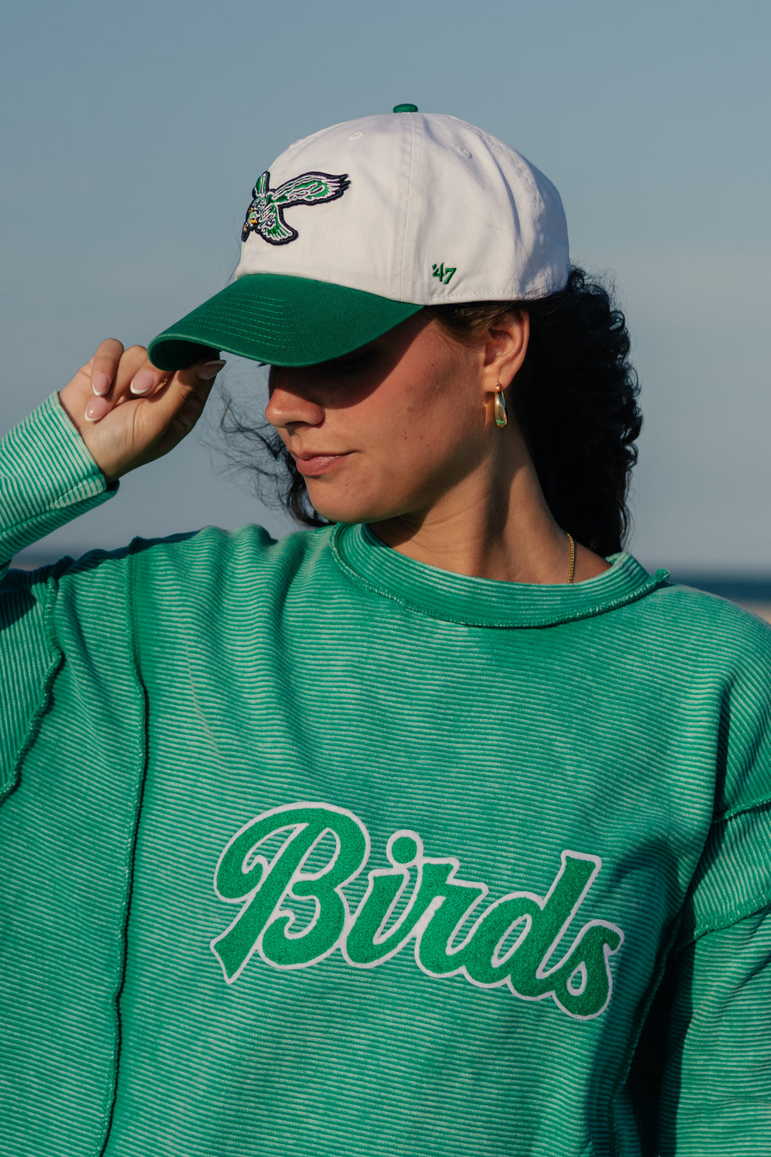 Women Philadelphia Eagles Historic White Two Tone Clean Up