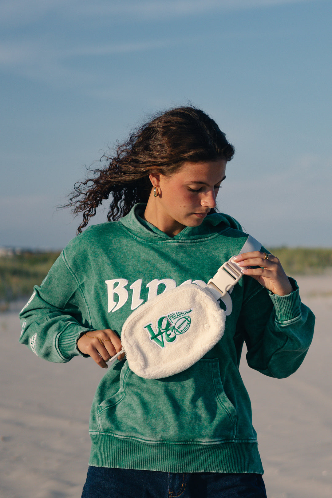 Philadelphia Football White Sherpa Crossbody/Waist Bag