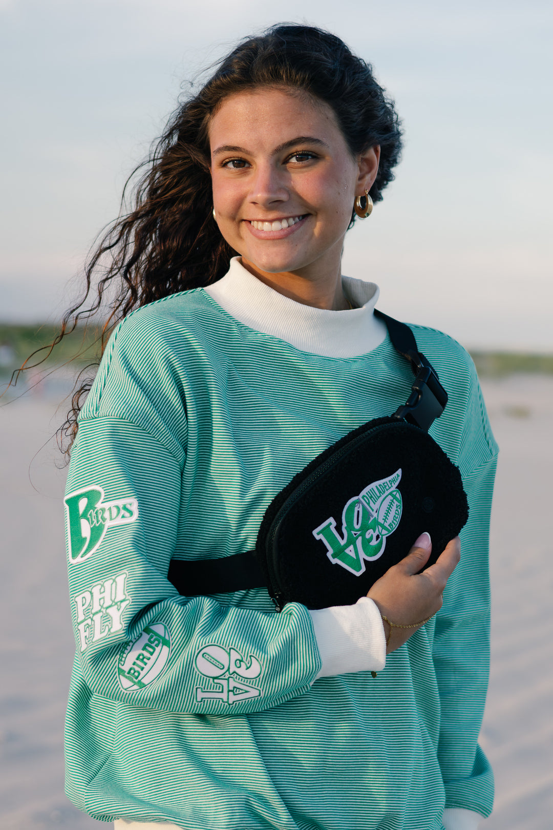 Philadelphia Football Black Sherpa Crossbody/Waist Bag