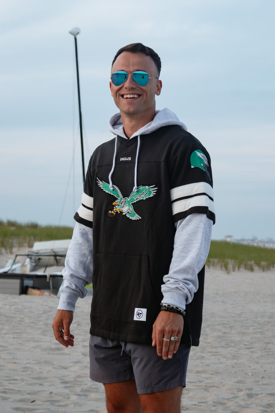 Philadelphia Eagles Flint Black High Post Cornerback Lacer Hoodie