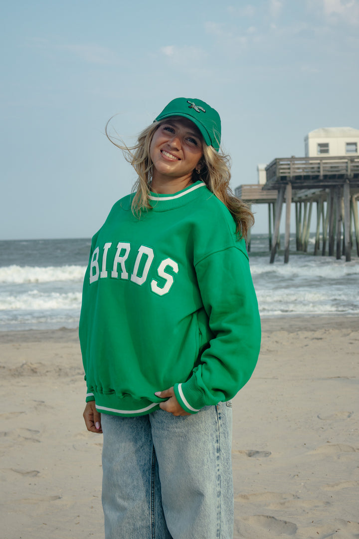 Philly Birds Kelly Green Pocket Mock Neck Sweatshirt