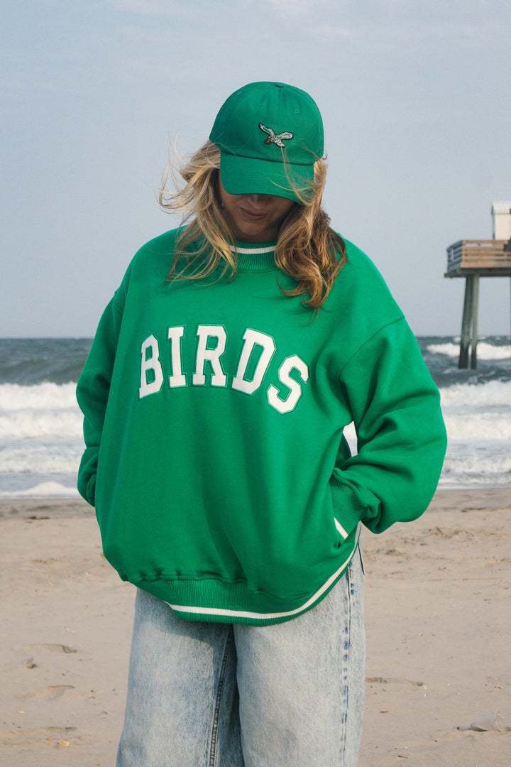 Philly Birds Kelly Green Pocket Mock Neck Sweatshirt