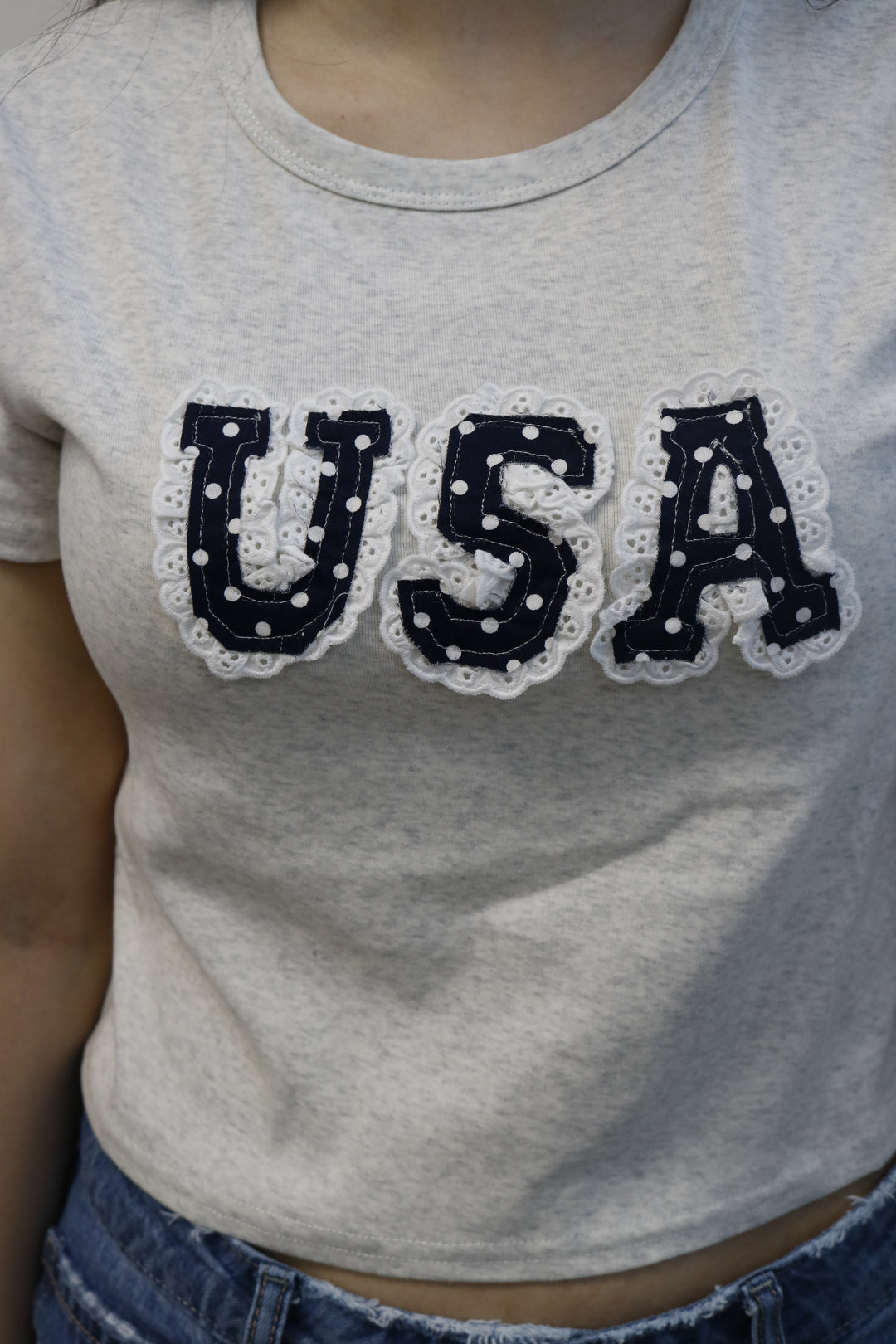 USA Polka Dot Appliqué Baby Tee