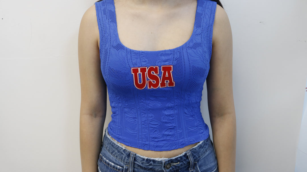 USA Patch Lace detailed Tank