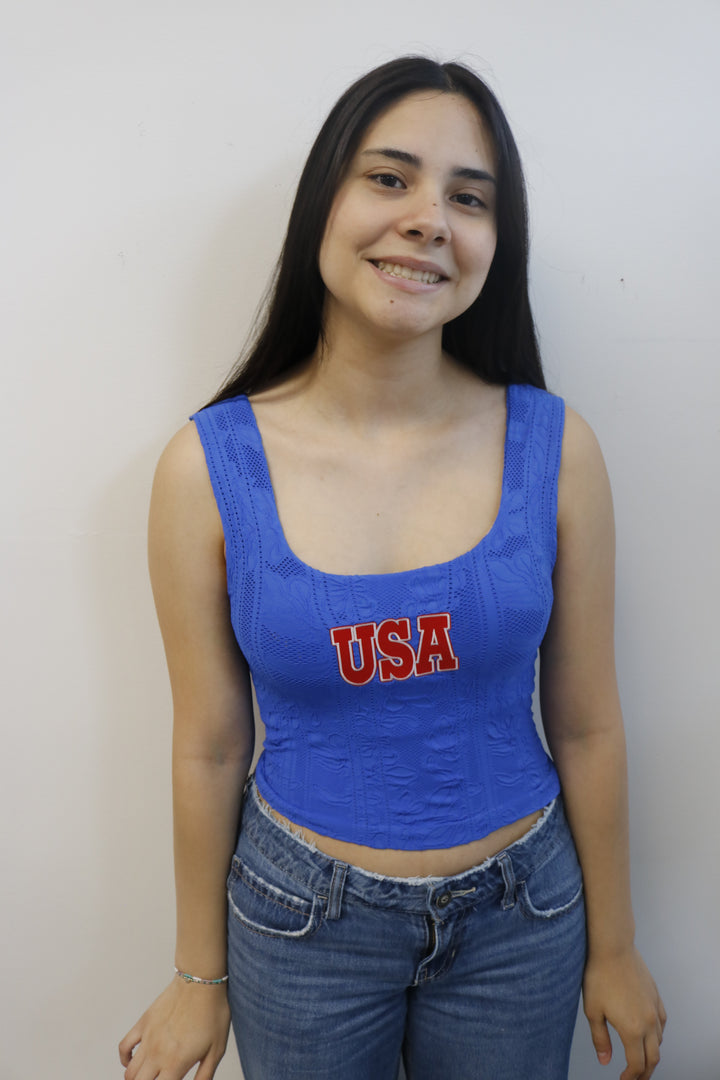 USA Patch Lace detailed Tank