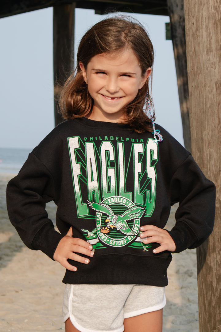 Philadelphia Eagles Black Drop Shoulder Fleece Sweatshirt