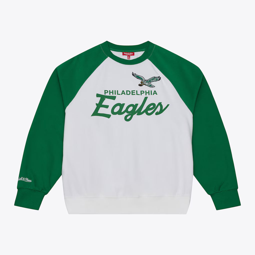 Philadelphia Eagles White/Kelly Green Head Coach Lightweight Raglan Sweatshirt