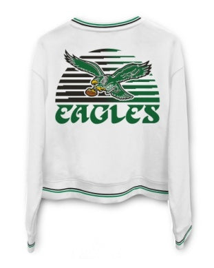 Philadelphia Eagles Crop Striped Rib Sweatshirt