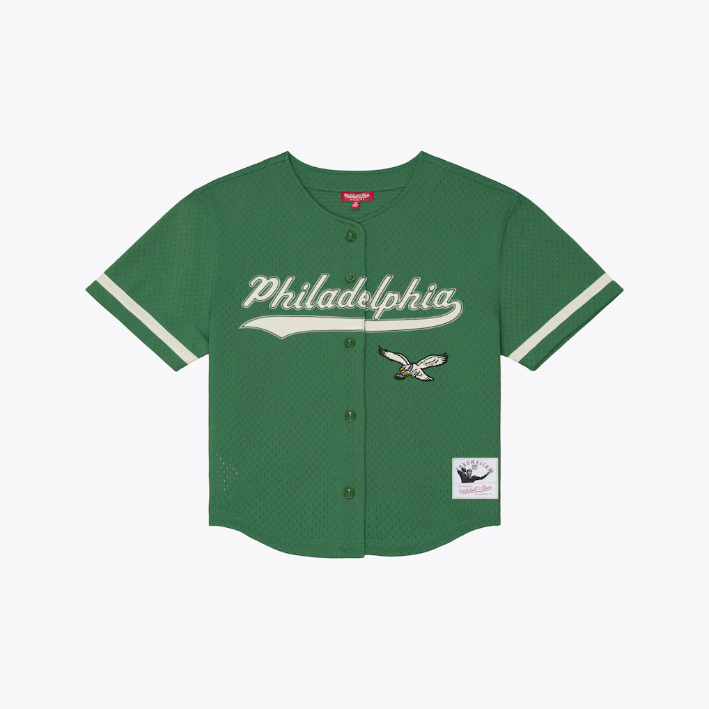 Philadelphia Eagles Kelly Green Mesh Button-Up Fashion Jersey